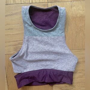 Outdoor Voices Tritone Slashback Crop Size XS EUC wine, light grey, lavender